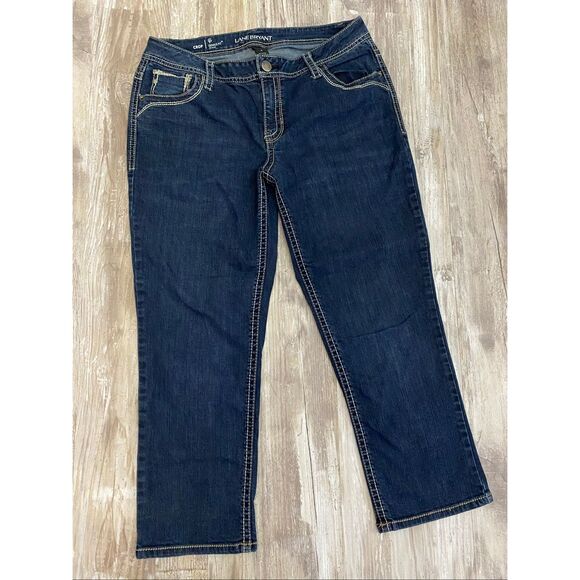 Lane Bryant Genius Fit Cropped Jeans Mid Rise Relaxed Women’s Sz 14 - Picture 1 of 6
